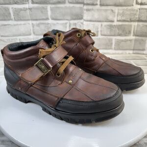 Polo Ralph Lauren Men's Size 10.5 Dover III Brown Leather Buckle Duck Boots